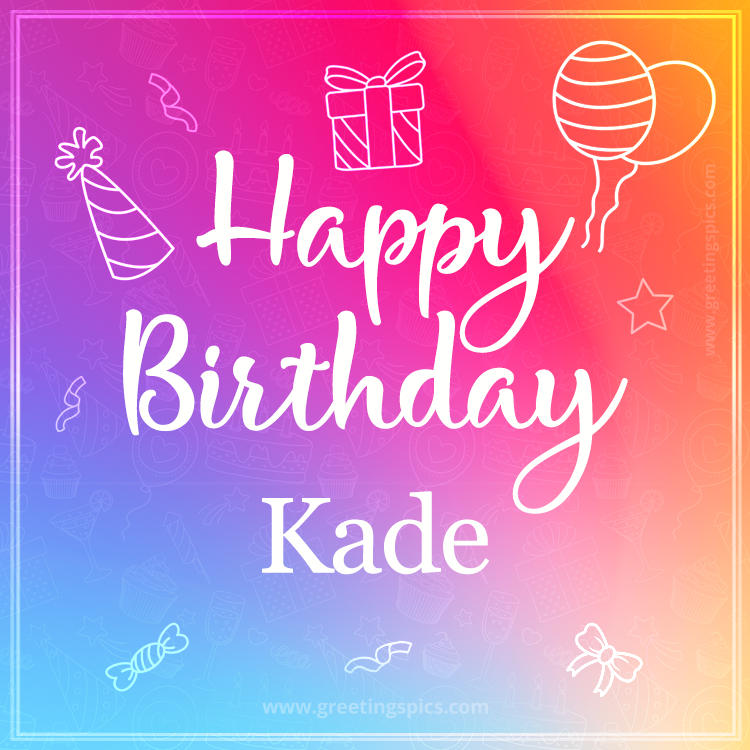 Colorful Happy Birthday Card For Kade (square shape image)