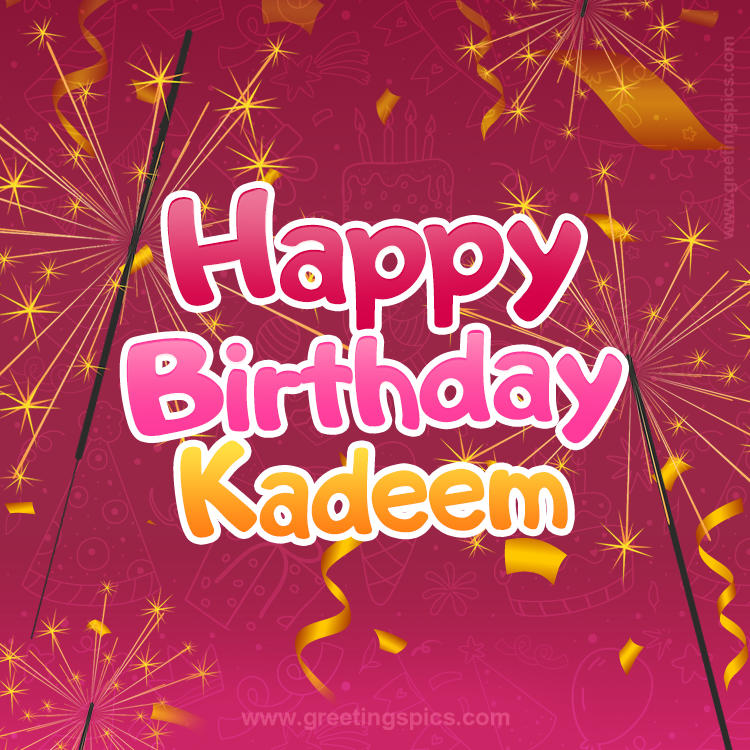 Happy Birthday Kadeem Image with sparklers (square shape image)