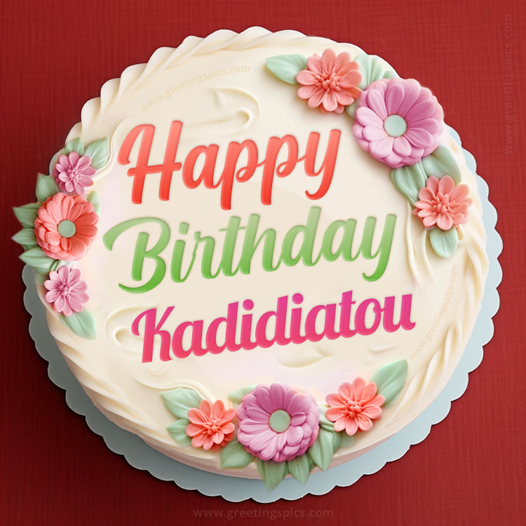 Happy Birthday Kadidiatou Cake Image With Name (square shape image)