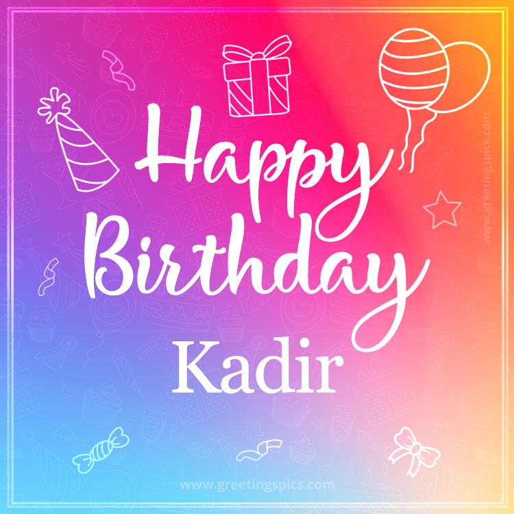 Colorful Happy Birthday Card For Kadir (square shape image)