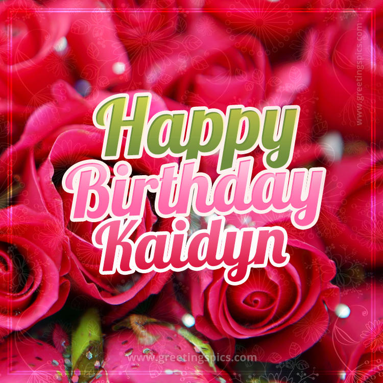 Happy Birthday Kaidyn beautiful Image with red roses (square shape image)