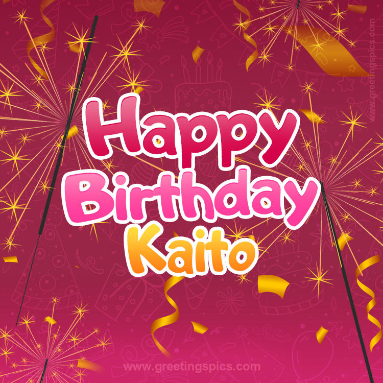 Happy Birthday Kaito Image with sparklers (square shape image)