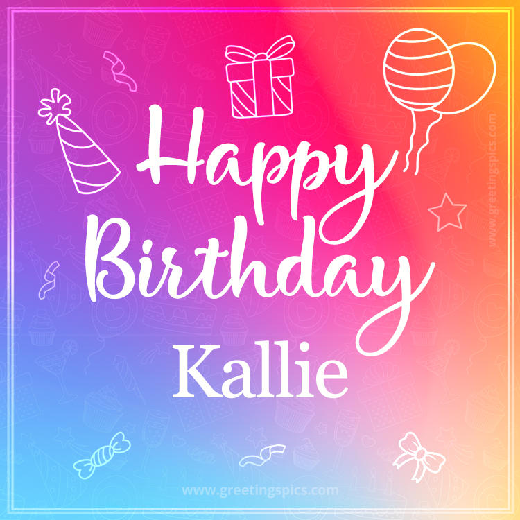 Colorful Happy Birthday Card For Kallie (square shape image)