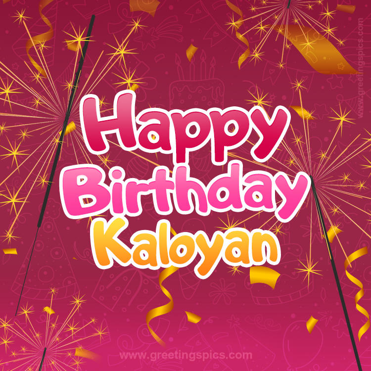 Happy Birthday Kaloyan Image with sparklers (square shape image)