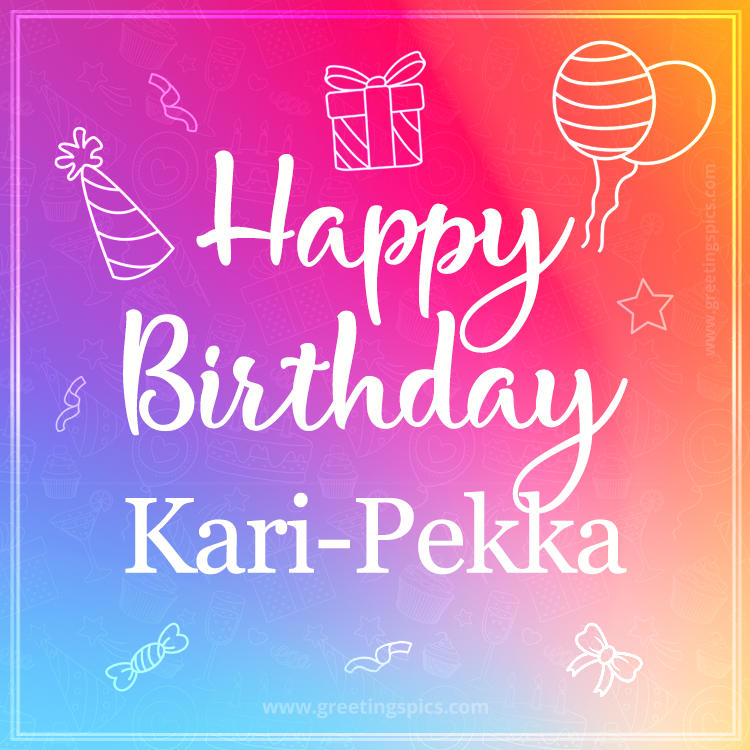 Colorful Happy Birthday Card For Kari-Pekka (square shape image)