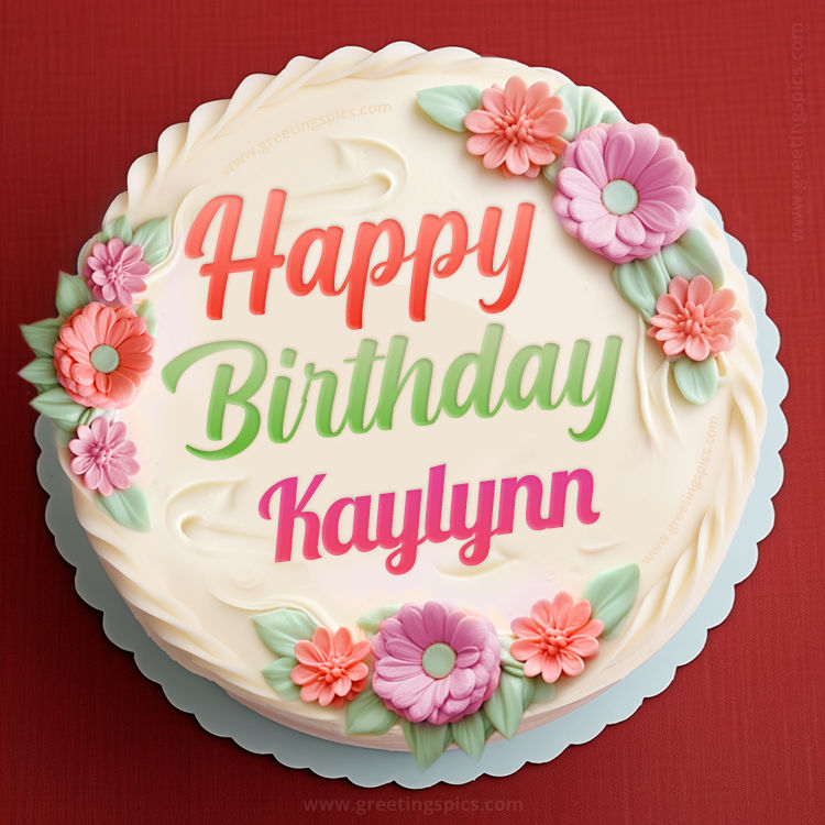 Happy Birthday Kaylynn Cake Image With Name (square shape image)