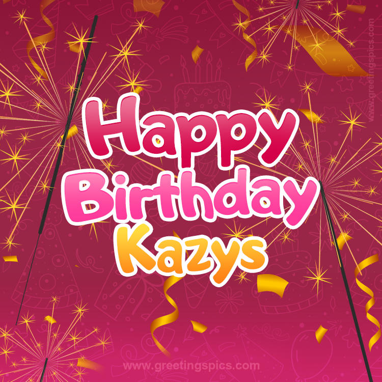 Happy Birthday Kazys Image with sparklers (square shape image)