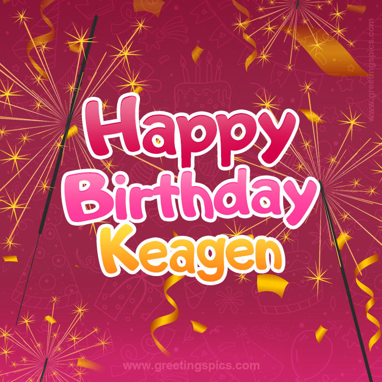 Happy Birthday Keagen Image with sparklers (square shape image)