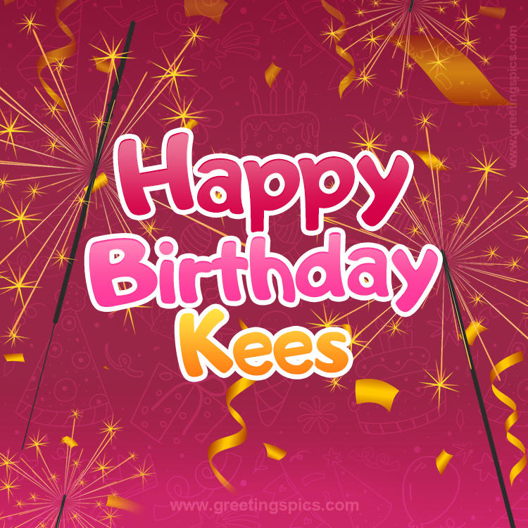 Happy Birthday Kees Image with sparklers (square shape image)