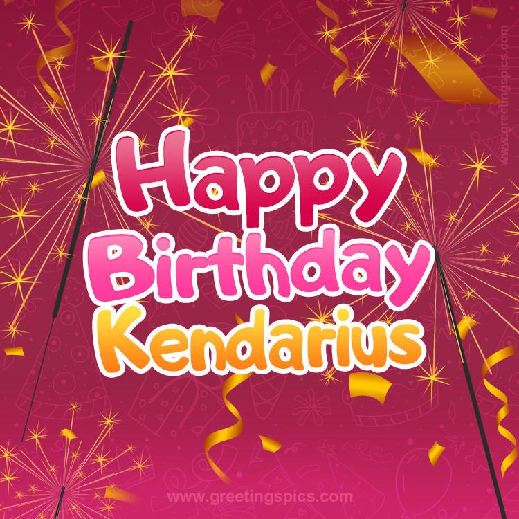 Happy Birthday Kendarius Image with sparklers (square shape image)