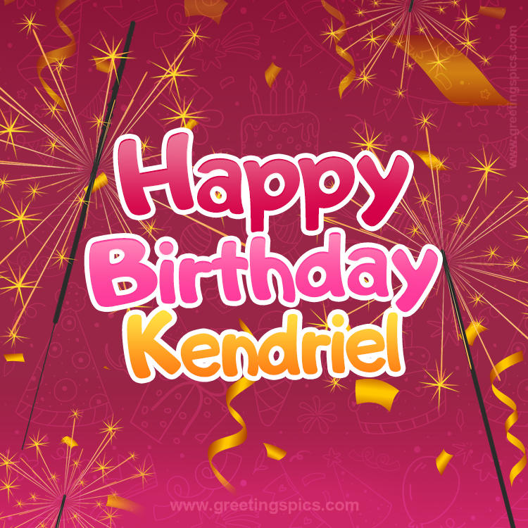 Happy Birthday Kendriel Image with sparklers (square shape image)