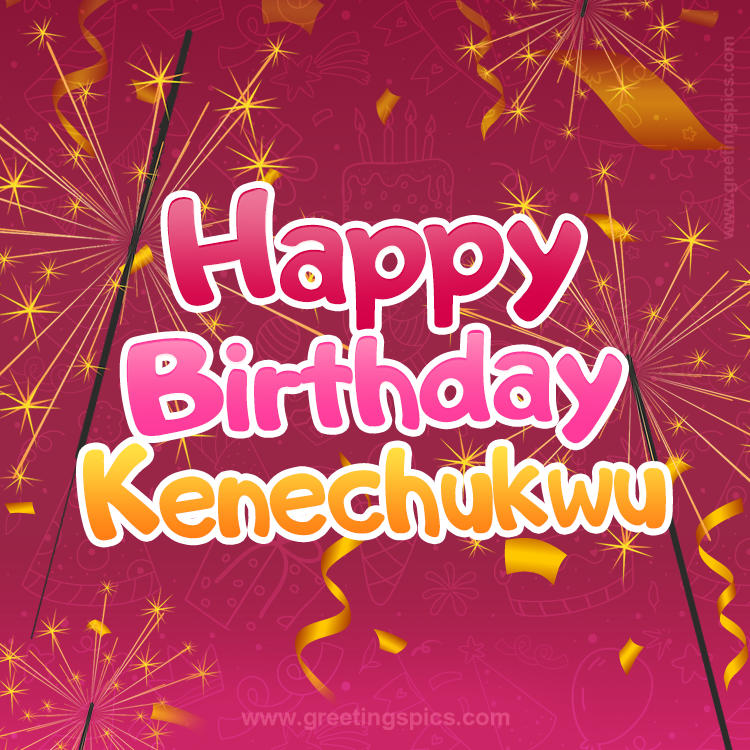 Happy Birthday Kenechukwu Image with sparklers (square shape image)