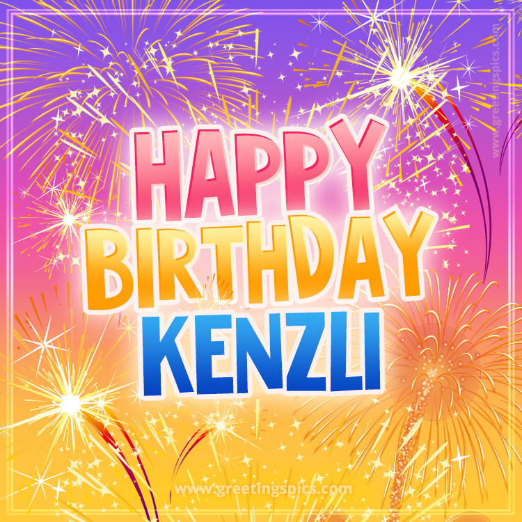 Happy Birthday Kenzli Picture with fireworks (square shape image)