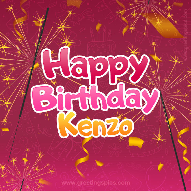 Happy Birthday Kenzo Image with sparklers (square shape image)