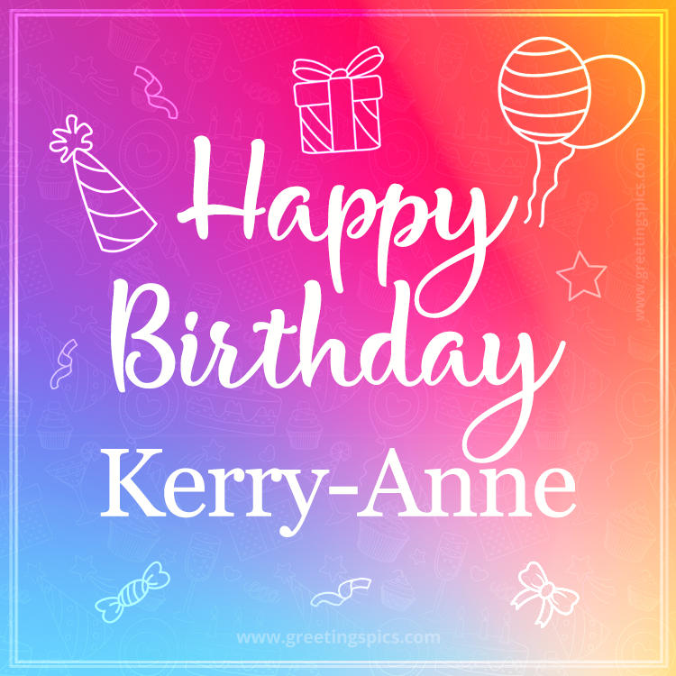 Colorful Happy Birthday Card For Kerry-Anne (square shape image)