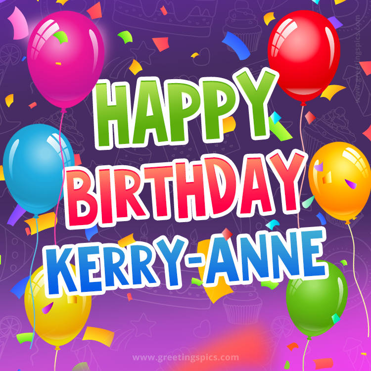 Happy Birthday Kerry-Anne Festive Greeting Card (square shape image)