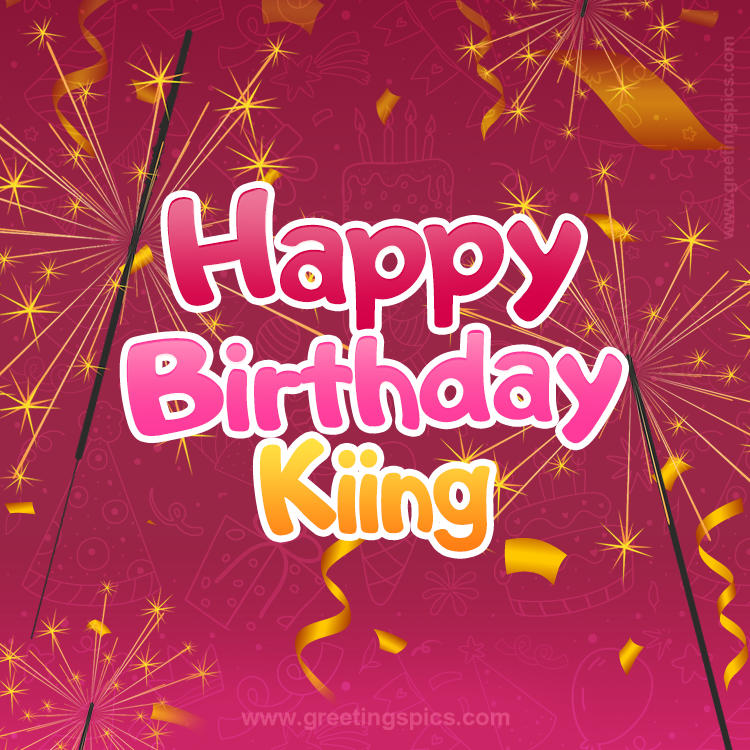 Happy Birthday Kiing Image with sparklers (square shape image)