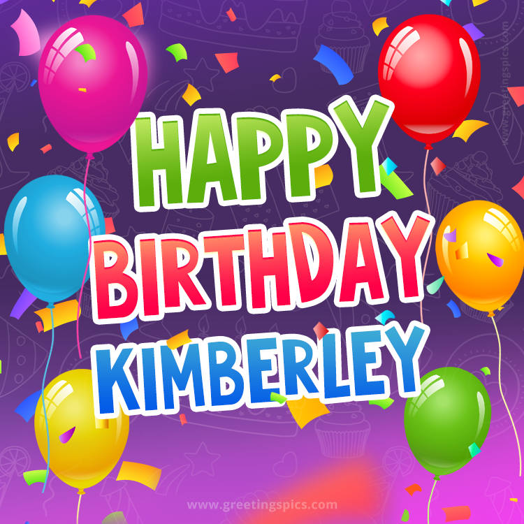 Happy Birthday Kimberley Festive Greeting Card (square shape image)