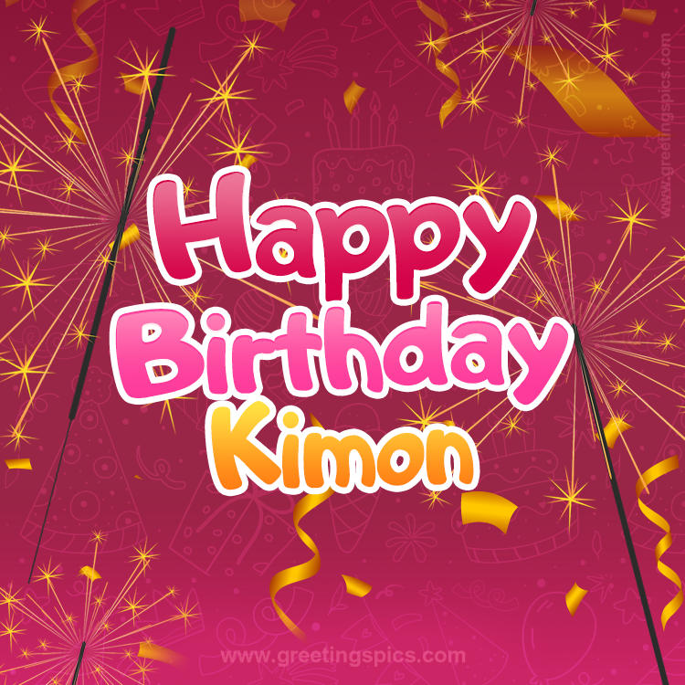 Happy Birthday Kimon Image with sparklers (square shape image)