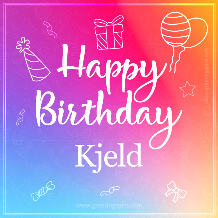 Colorful Happy Birthday Card For Kjeld (square shape image)