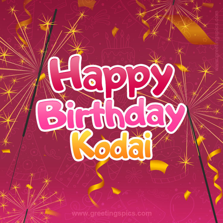 Happy Birthday Kodai Image with sparklers (square shape image)