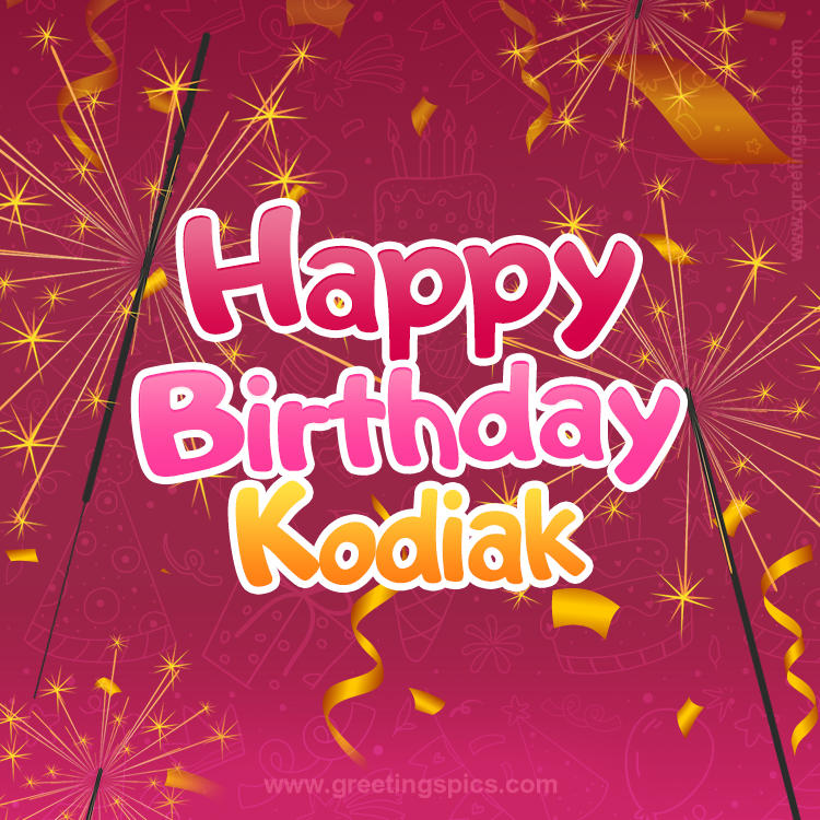 Happy Birthday Kodiak Image with sparklers (square shape image)