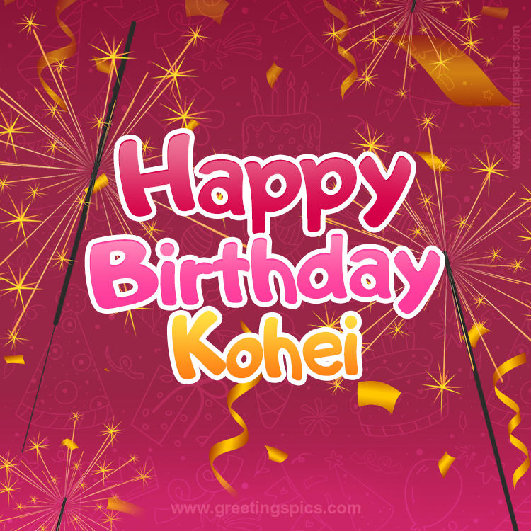 Happy Birthday Kohei Image with sparklers (square shape image)