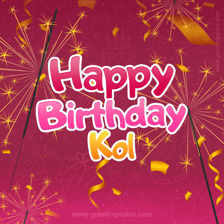 Happy Birthday Kol Image with sparklers (square shape image)