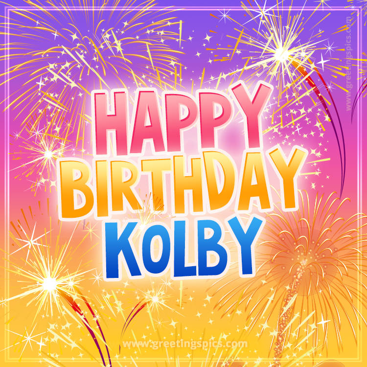 Happy Birthday Kolby Picture with fireworks (square shape image)