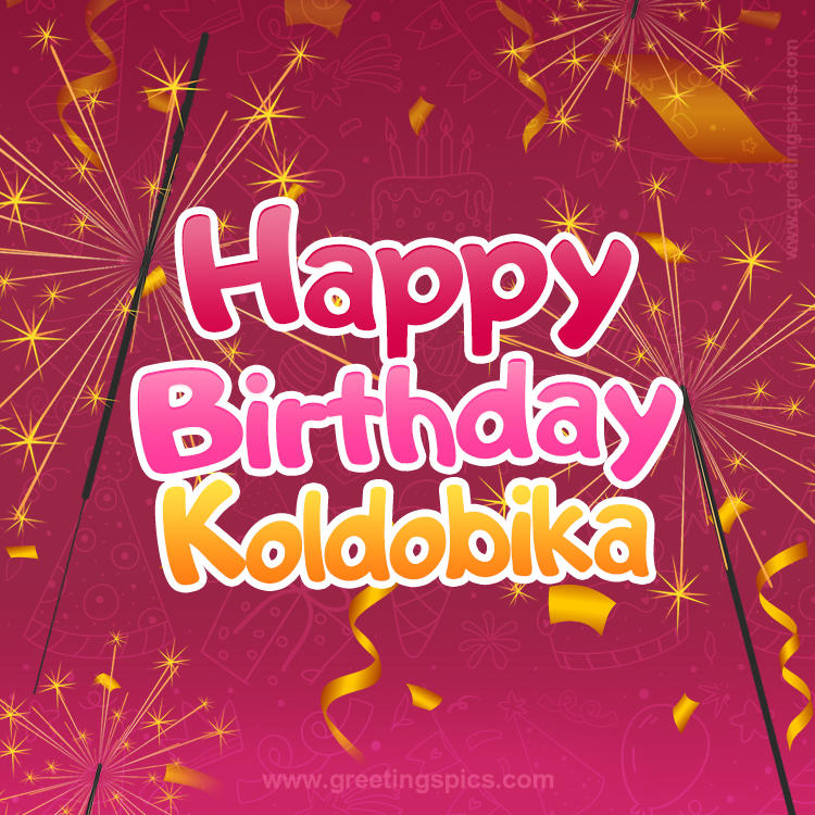 Happy Birthday Koldobika Image with sparklers (square shape image)