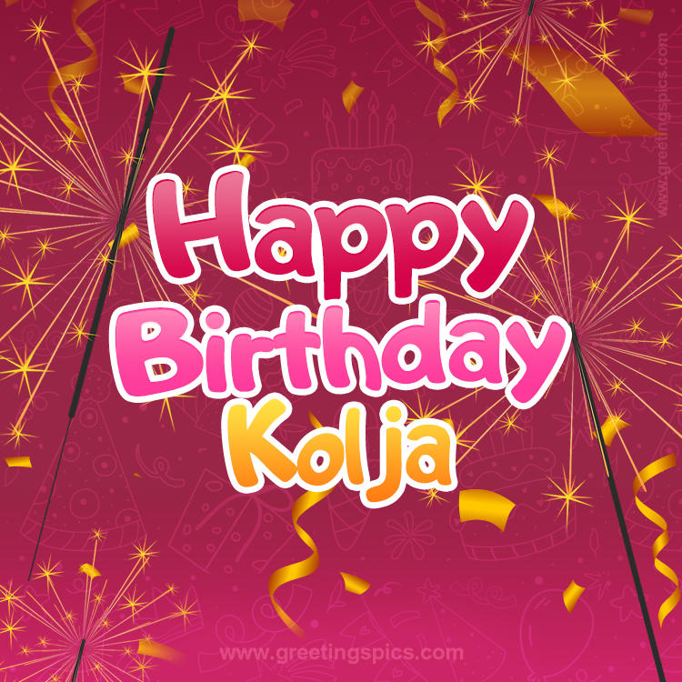 Happy Birthday Kolja Image with sparklers (square shape image)