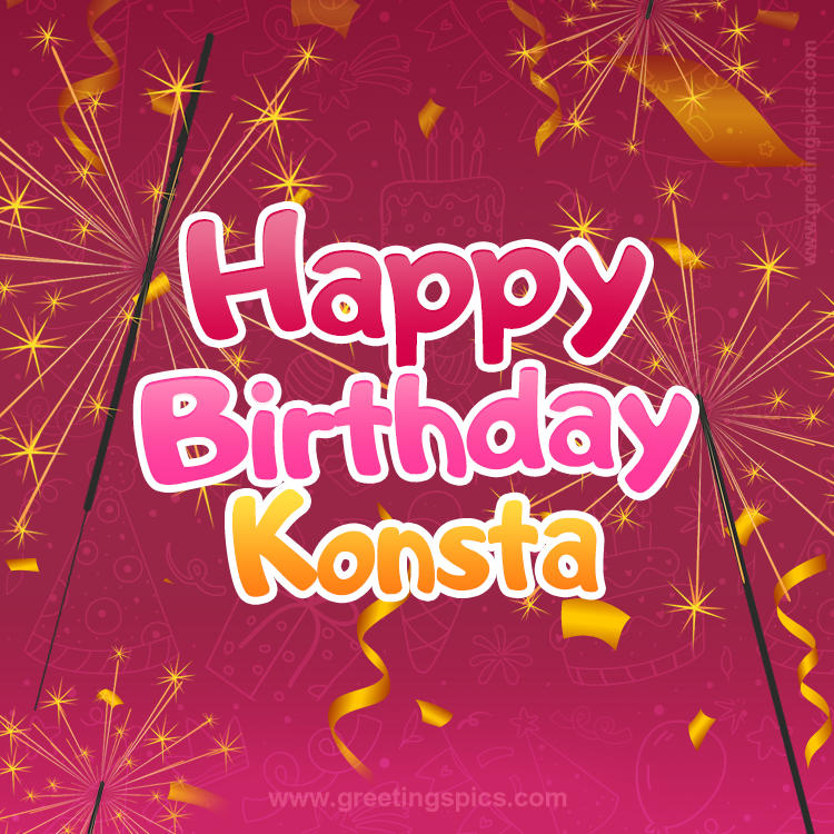 Happy Birthday Konsta Image with sparklers (square shape image)