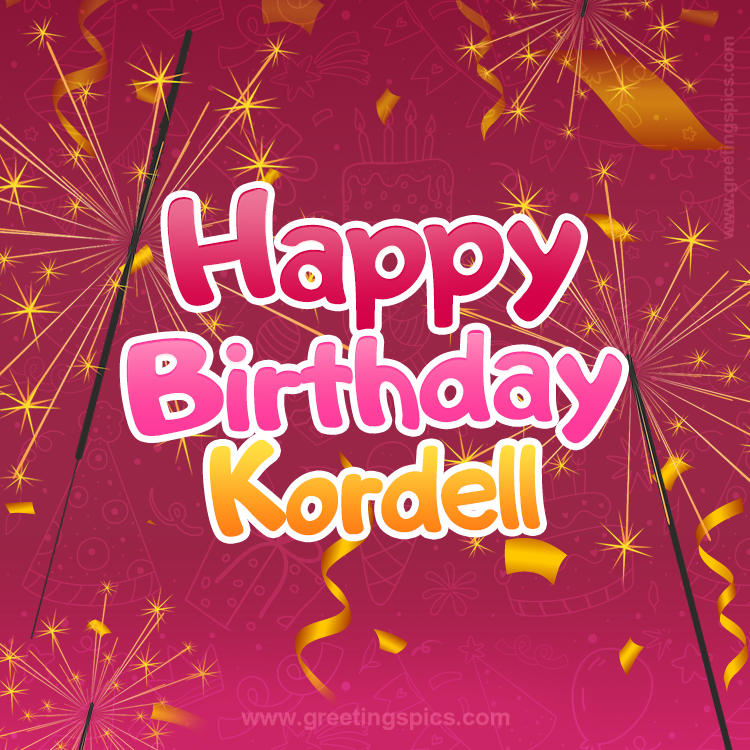 Happy Birthday Kordell Image with sparklers (square shape image)