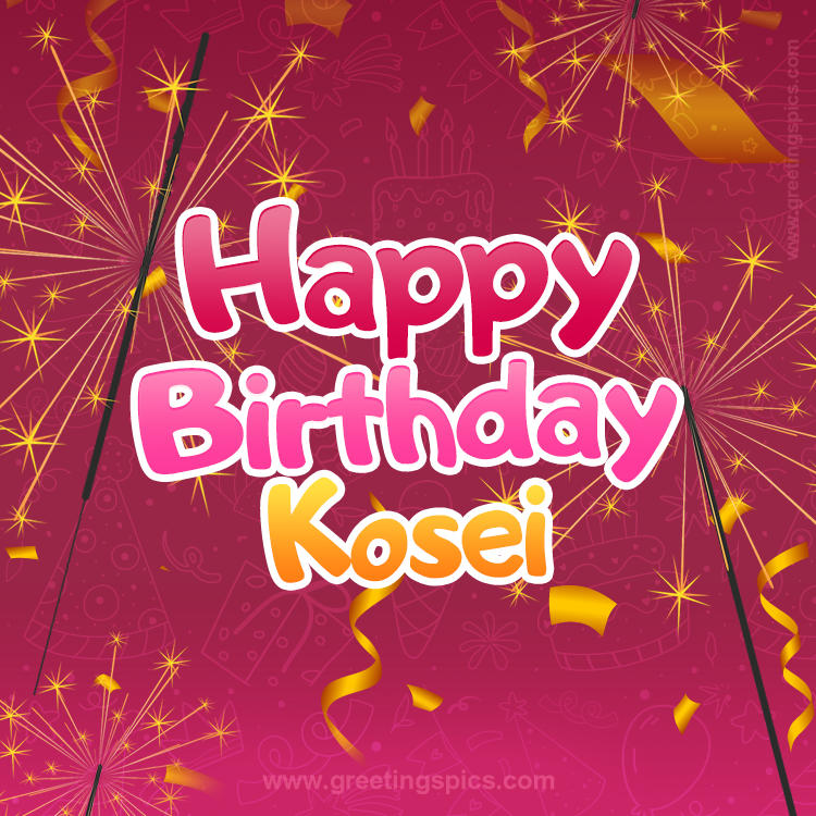 Happy Birthday Kosei Image with sparklers (square shape image)