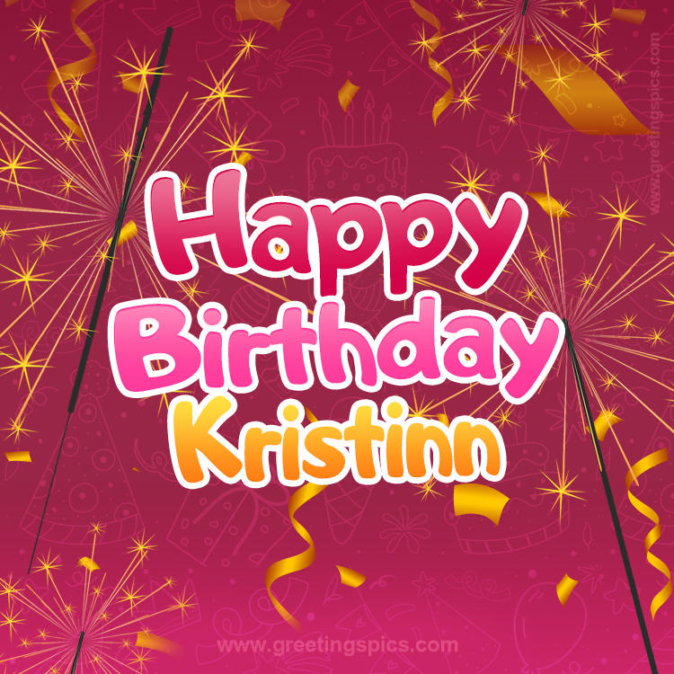 Happy Birthday Kristinn Image with sparklers (square shape image)