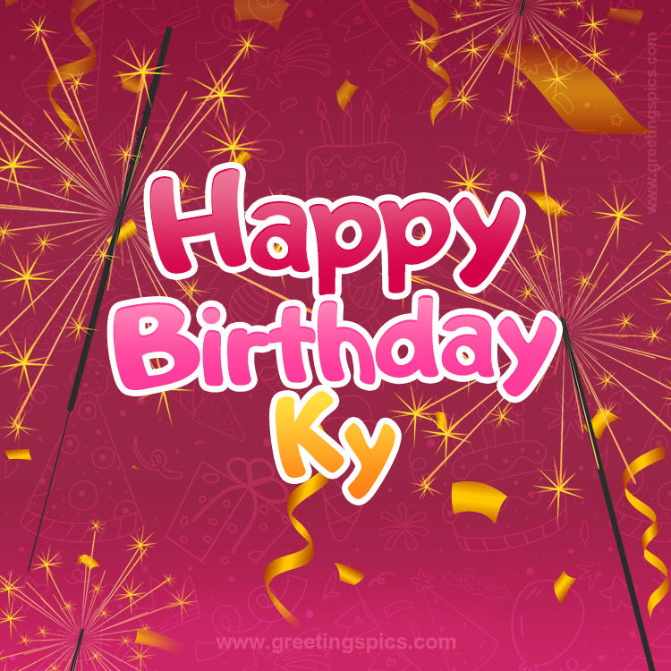 Happy Birthday Ky Image with sparklers (square shape image)