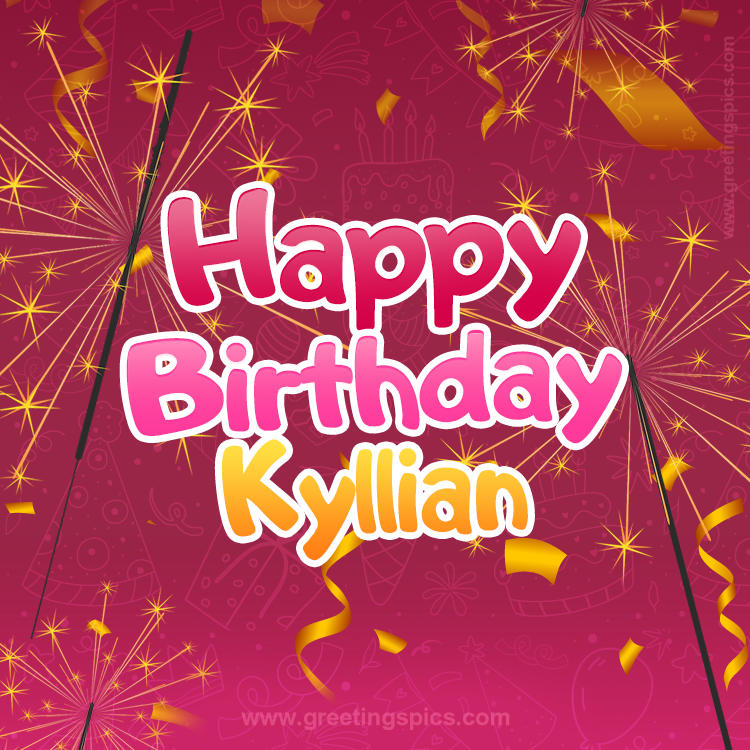 Happy Birthday Kyllian Image with sparklers (square shape image)