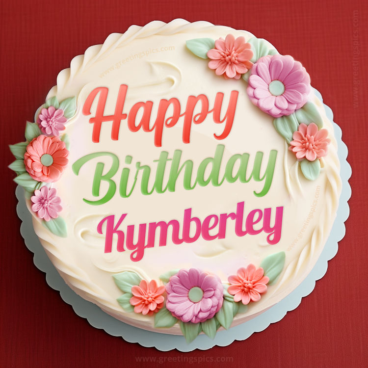 Happy Birthday Kymberley Cake Image With Name (square shape image)