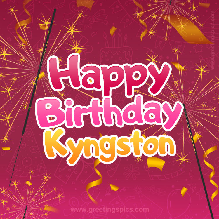 Happy Birthday Kyngston Image with sparklers (square shape image)