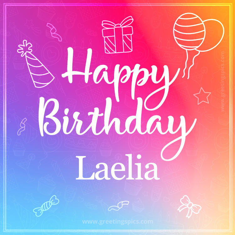 Colorful Happy Birthday Card For Laelia (square shape image)