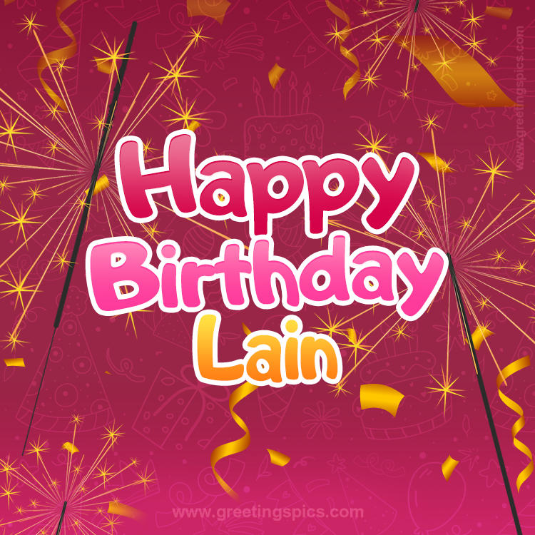 Happy Birthday Lain Image with sparklers (square shape image)