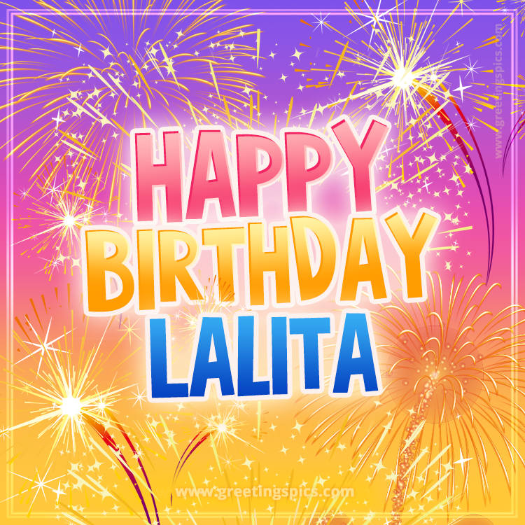 Happy Birthday Lalita Picture with fireworks (square shape image)