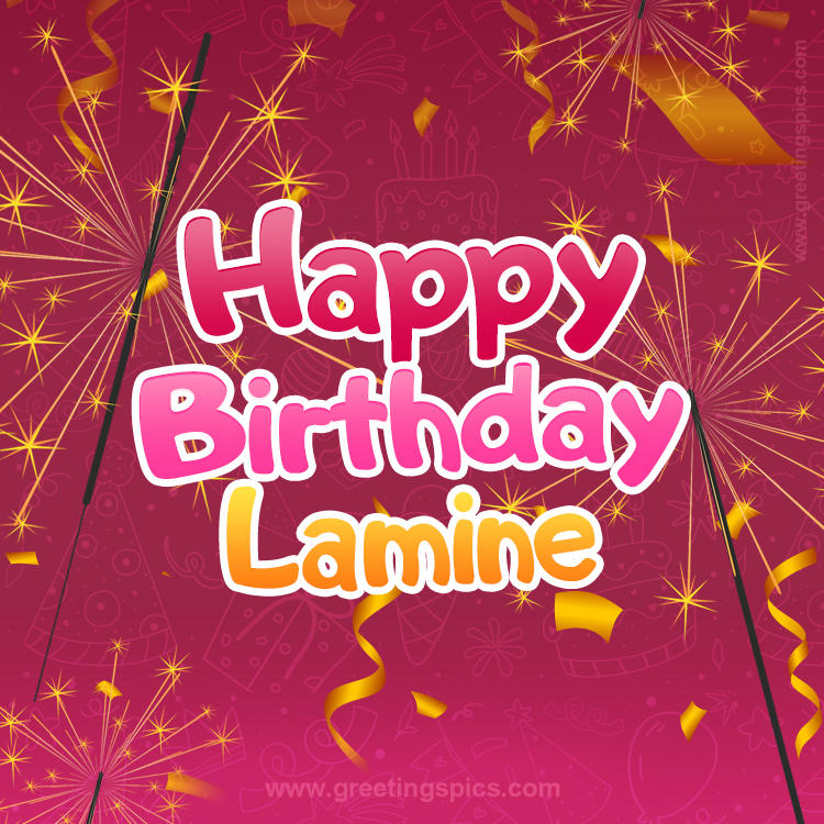 Happy Birthday Lamine Image with sparklers (square shape image)