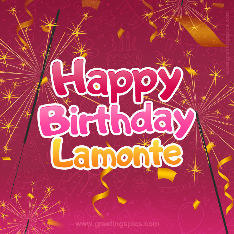 Happy Birthday Lamonte Image with sparklers (square shape image)