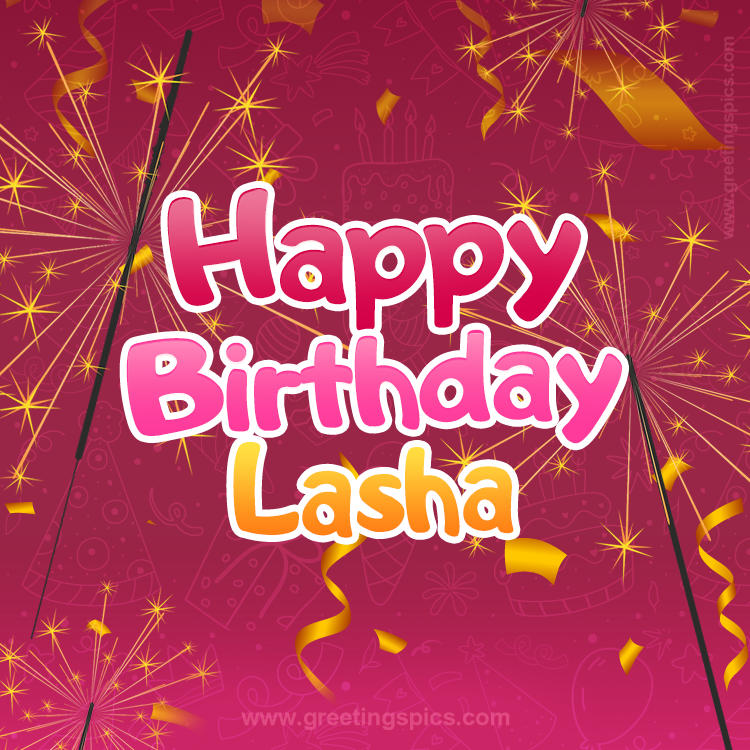 Happy Birthday Lasha Image with sparklers (square shape image)