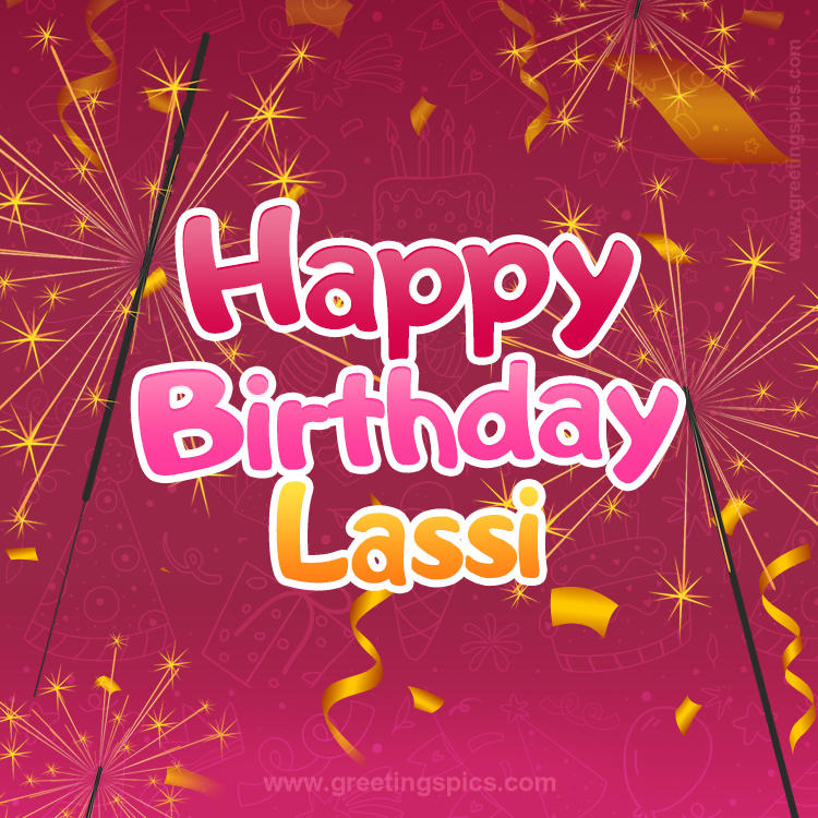 Happy Birthday Lassi Image with sparklers (square shape image)