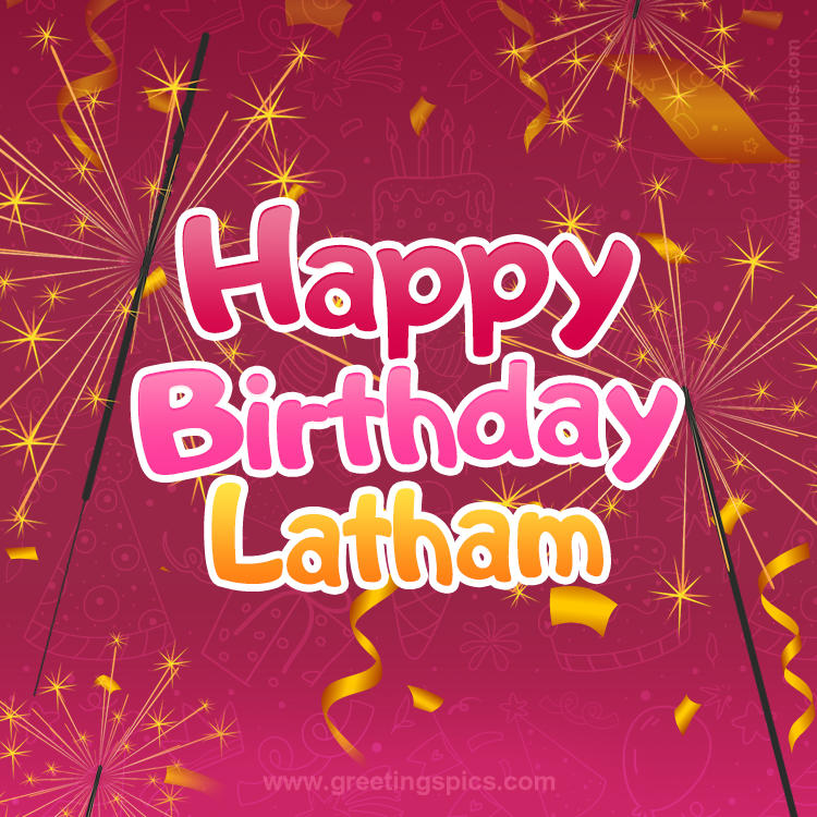 Happy Birthday Latham Image with sparklers (square shape image)