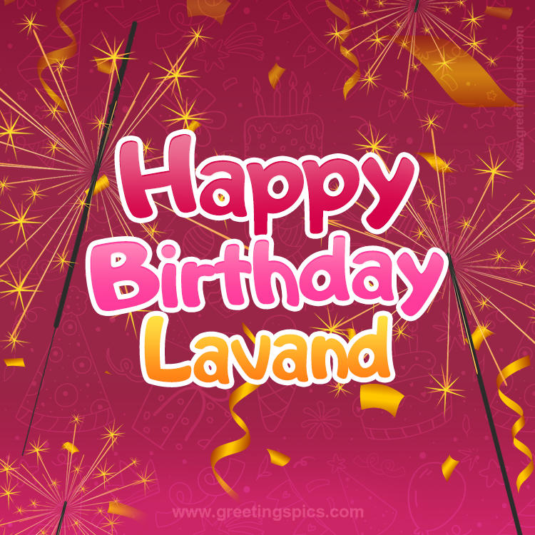 Happy Birthday Lavand Image with sparklers (square shape image)