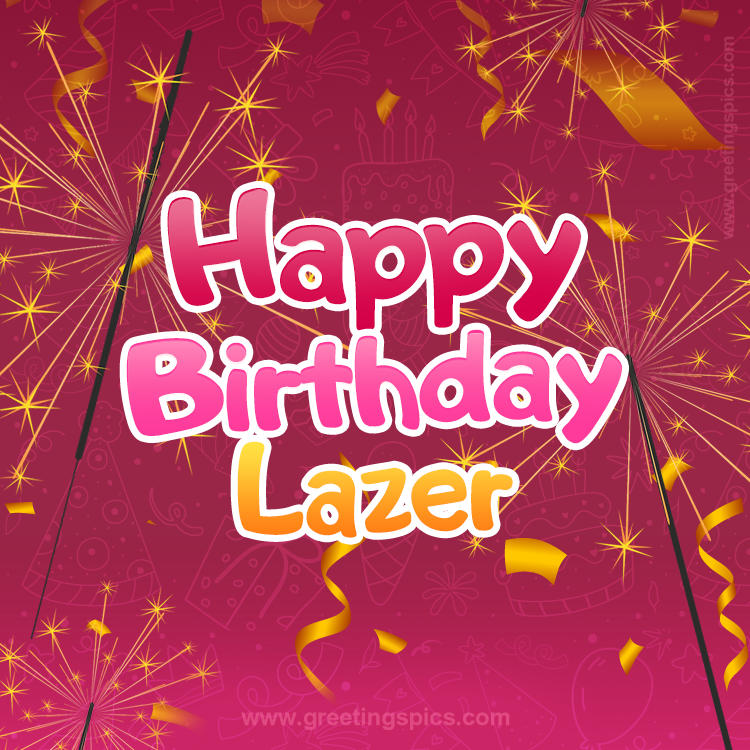 Happy Birthday Lazer Image with sparklers (square shape image)