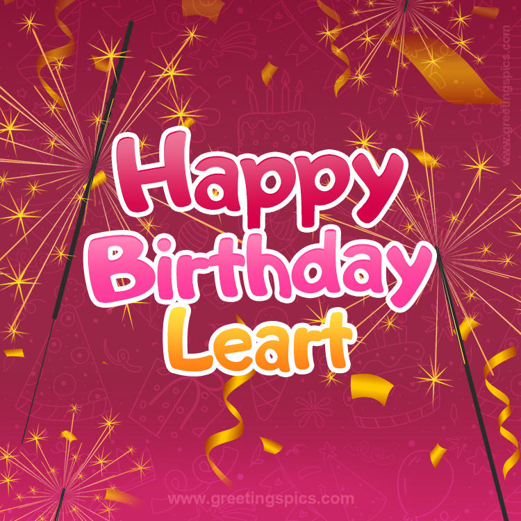 Happy Birthday Leart Image with sparklers (square shape image)